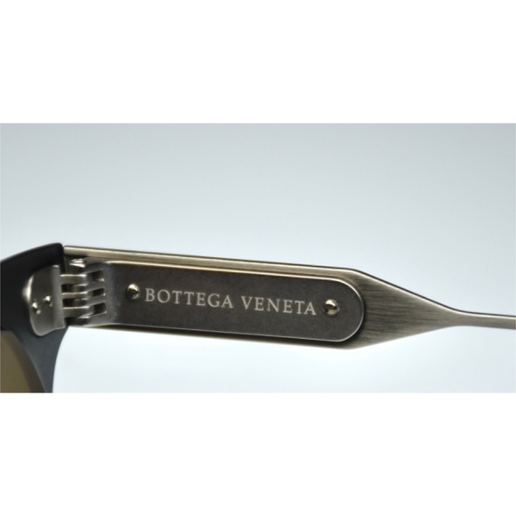 BOTTEGA VENETA BV0113S 002 SILVER METAL BROWN ROUNDED CAT EYE SUNGLASSES. 49 mm